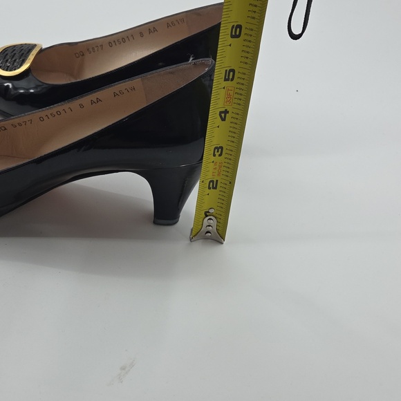 Salvatore Ferragamo Black Heels with Gold Trim - Picture 11 of 12